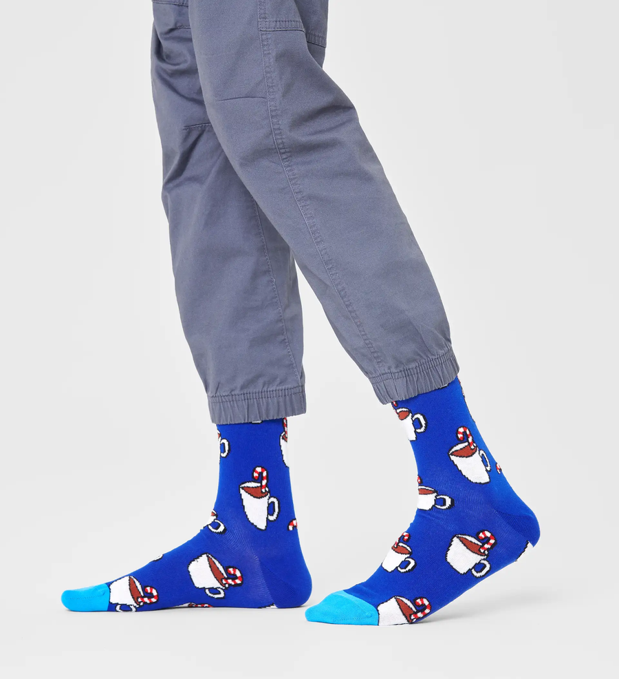 HAPPY SOCKS - BLUE CANDY CANE COCOA CREW SOCK