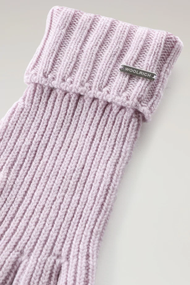 WOOLRICH - CASHMERE RIBBED GLOVES LILAC DOWN
