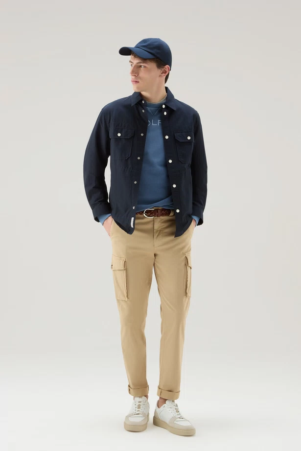 WOOLRICH - CRUISER ECO OVERSHIRT MELTON BLUE