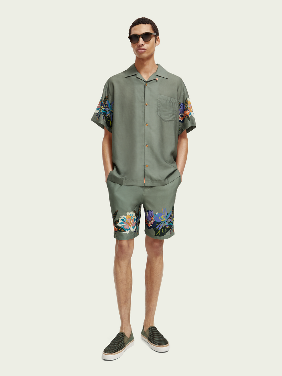 SCOTCH & SODA - PRINTED CAMP SHIRT GREEN TENNIS AOP