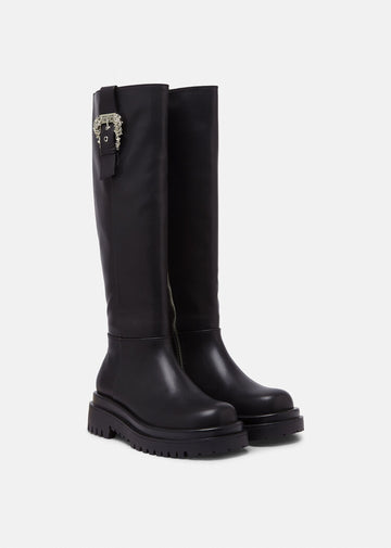 VERSACE - DREW BAROQUE BUCKLE KNEE-HIGH BOOTS