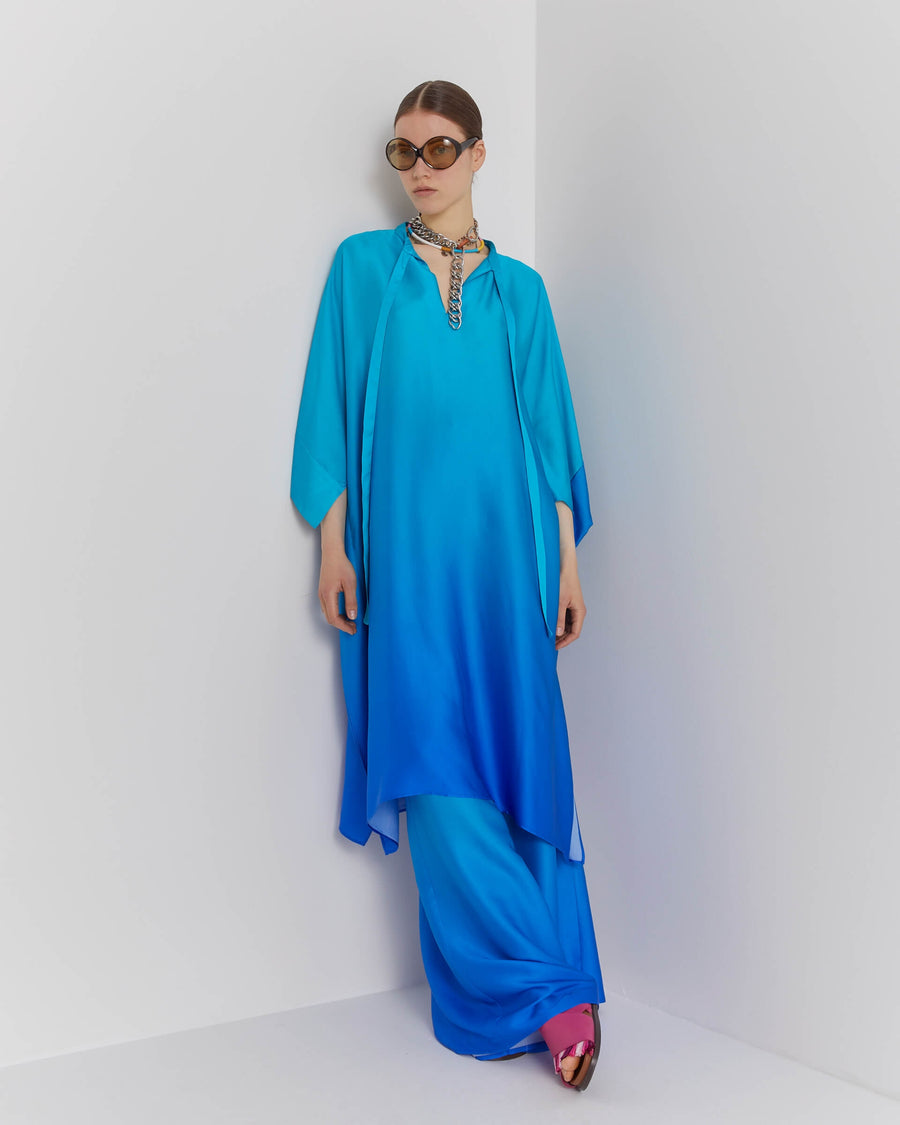 SFIZIO - KAFTAN WITH BANDED COLLAR BLUE RAY PRINT