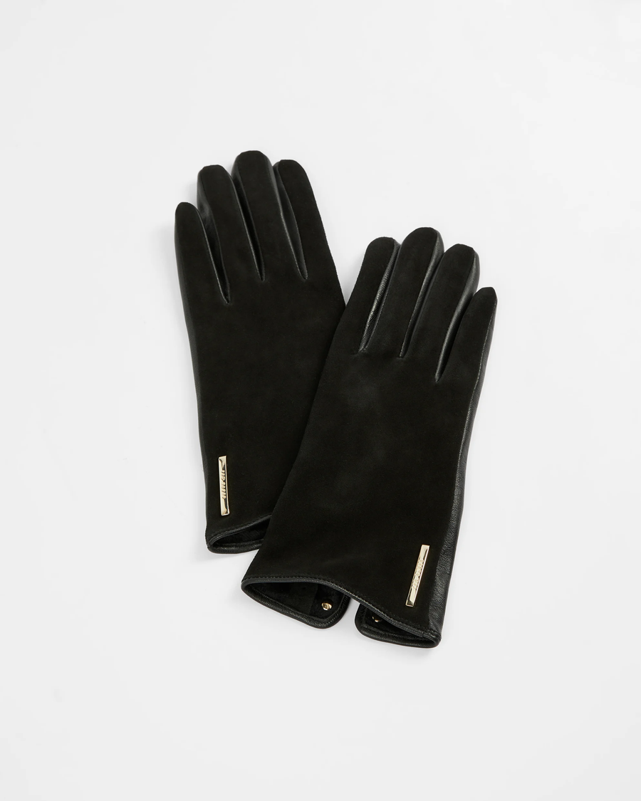 TED BAKER - ARLETT SUEDE WHIPSTITCH DETAIL GLOVE BLACK