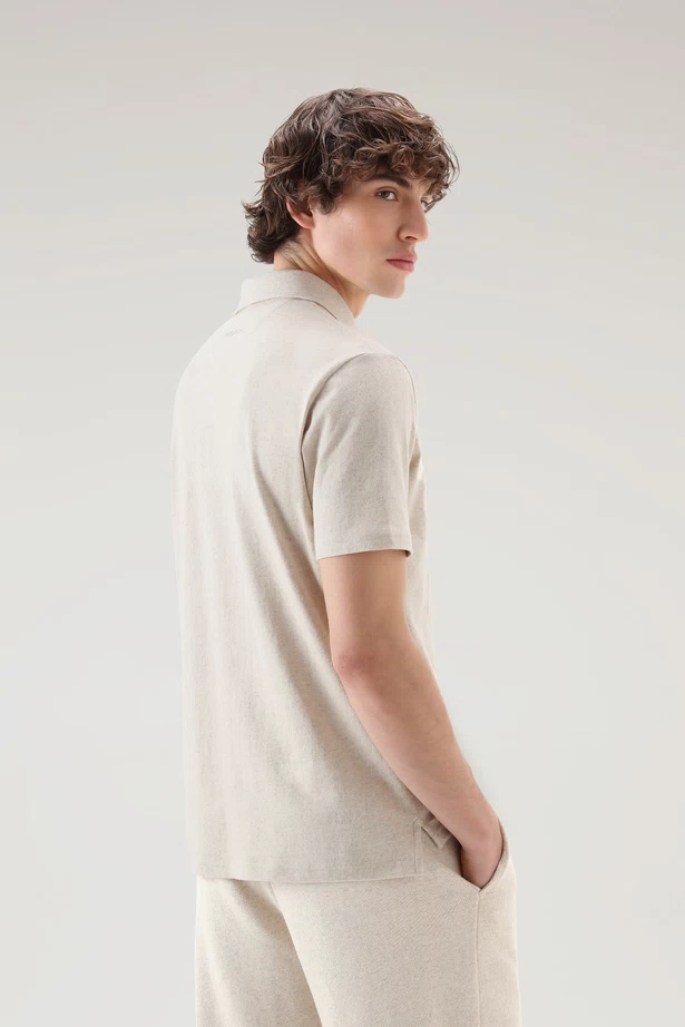 WOOLRICH - COTTON LINEN POLO BEACH SAND