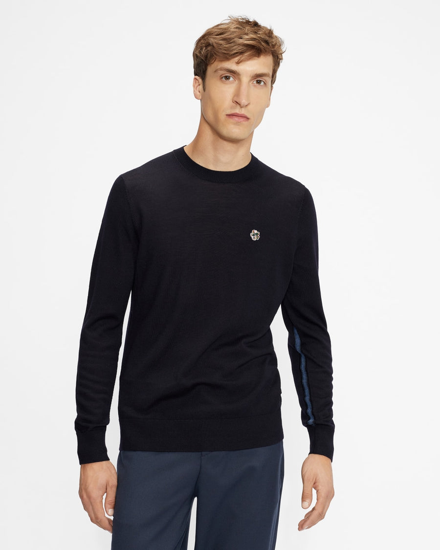 TED BAKER -CARDIFF LONG SLEEVE CORE CREW NECK - NAVY