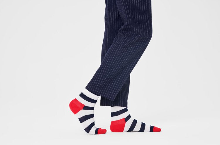 HAPPY SOCKS - WHITE STRIPE CREW SOCK