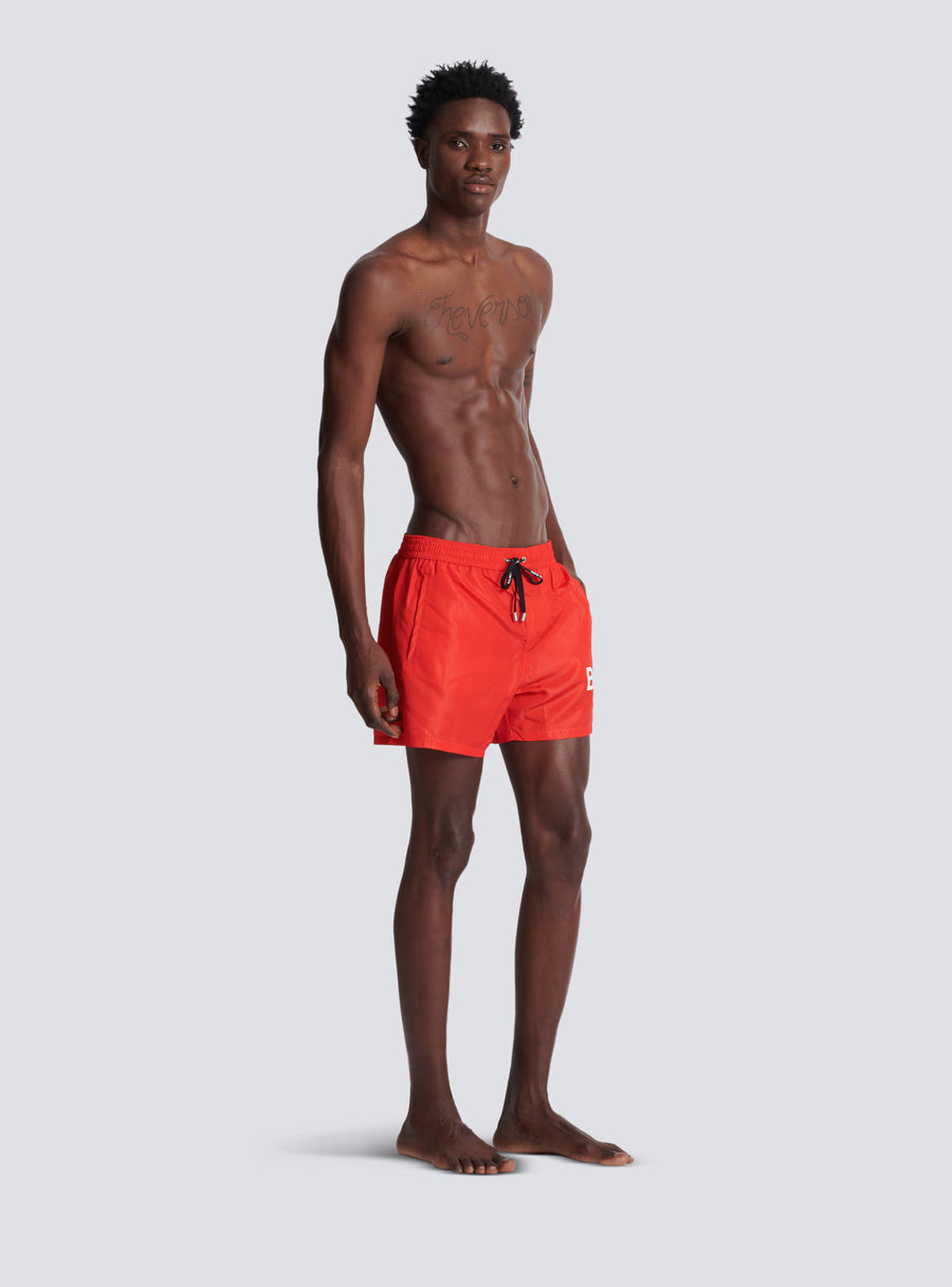 BALMAIN - LOGO SWIM SHORTS RED/ WHITE