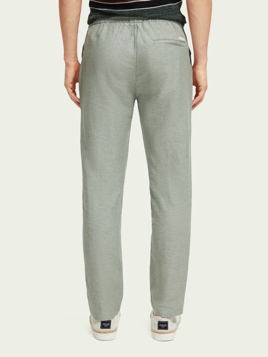 SCOTCH & SODA - WARREN STRAIGHT LEG LINEN BLENDED JOGGER ARMY