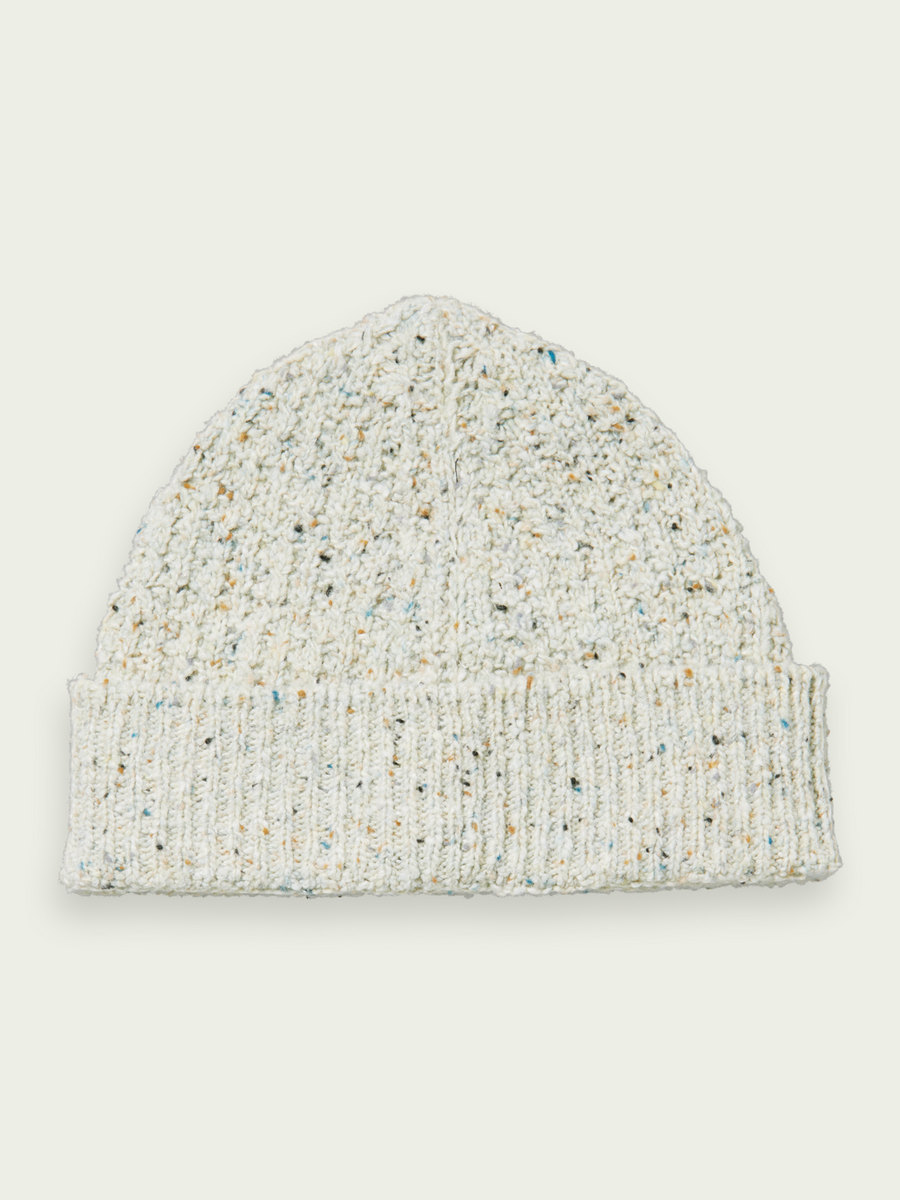 SCOTCH & SODA - SPECKLED WOOL-BLEND CABLE KNIT BEANIE KIT MELANGE