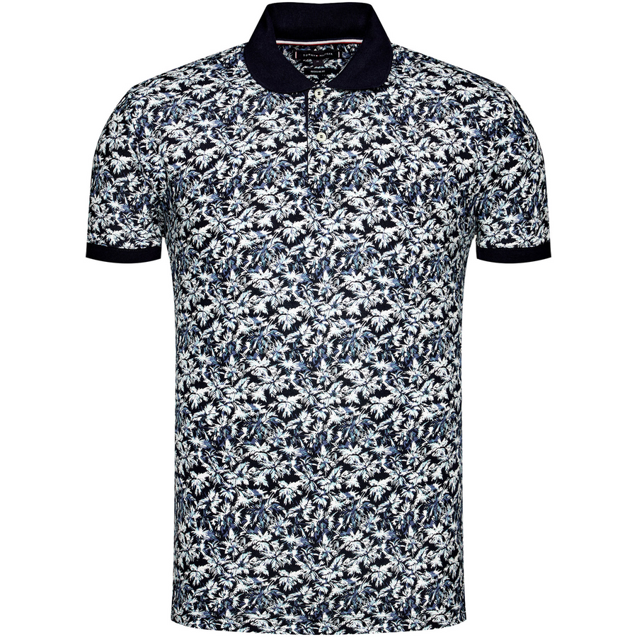 TOMMY HILFIGER - LEAF PRINT REGULAR POLO - NAVY