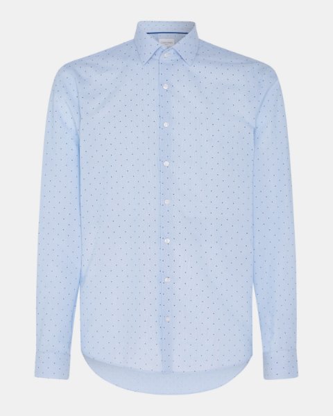 CALVIN KLEIN - PRINTED EASY CARE SLIM SHIRT LIGHT BLUE