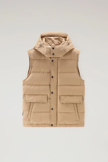 WOOLRICH - ALEUTIAN DETACHABLE HOOD VEST GOLD KHAKI