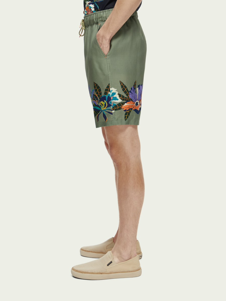 SCOTCH & SODA - ELASTICATED PRINTED SHORTS GREEN TENNIS AOP