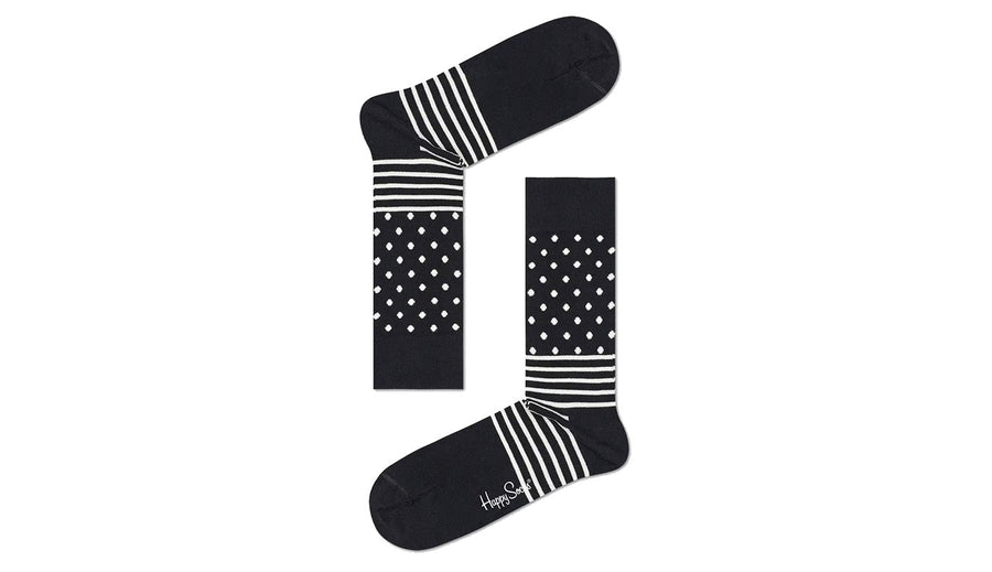 HAPPY SOCKS - DARK GREY 4-PACK CLASSIC BLACK & WHITE CREW SOCKS GIFT SET