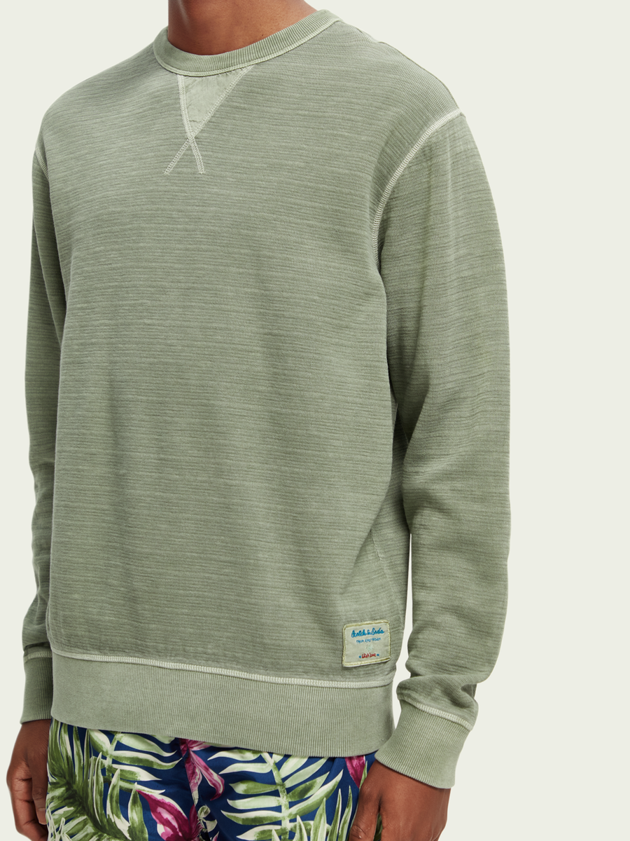 SCOTCH & SODA - STRUCTURED GARMENT DYED SWEATSHIRT KHAKI