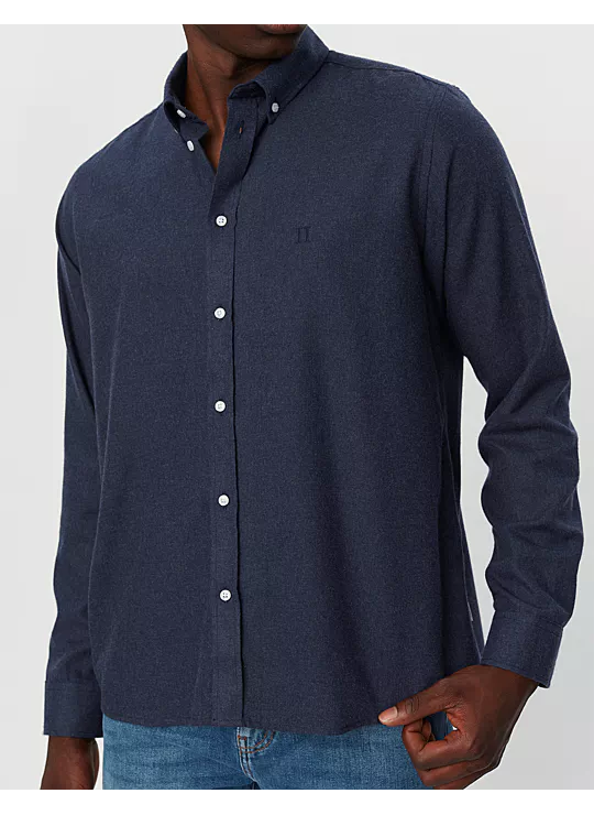 LES DEUX - DESERT REG SHIRT DARK NAVY MELANGE