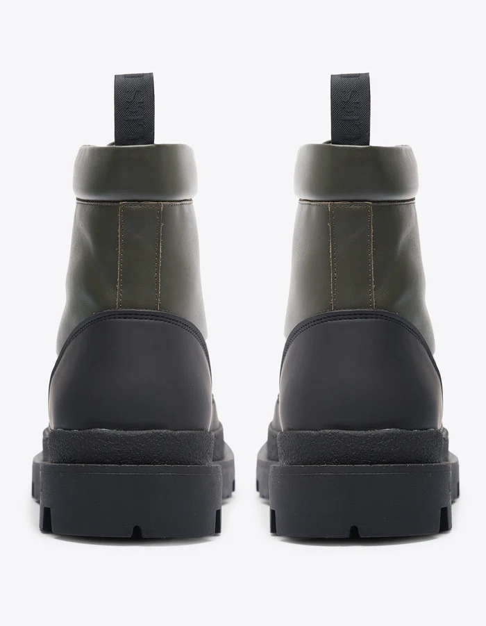 LES DEUX - TANNER MID TOP LEATHER SNEAKER OLIVE NIGHT / BLACK