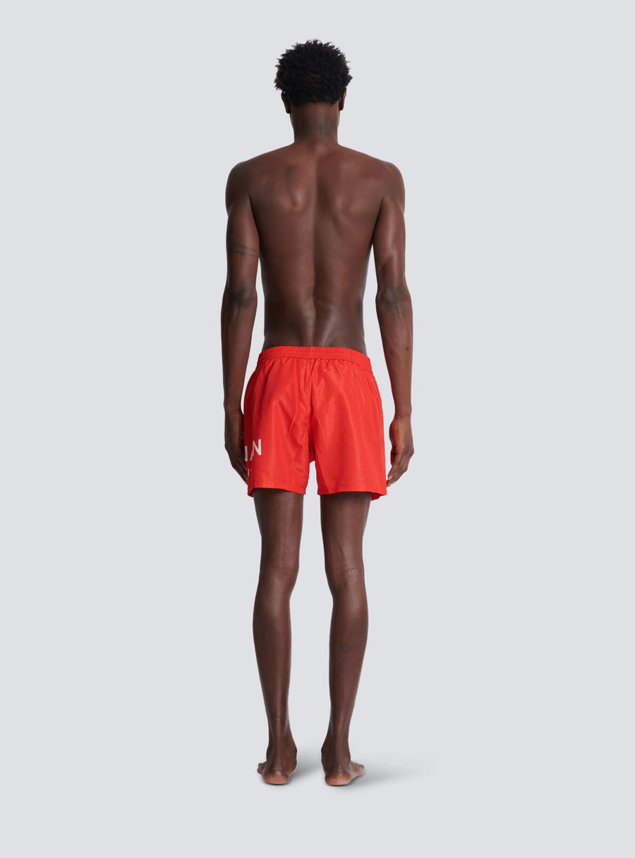 BALMAIN - LOGO SWIM SHORTS RED/ WHITE