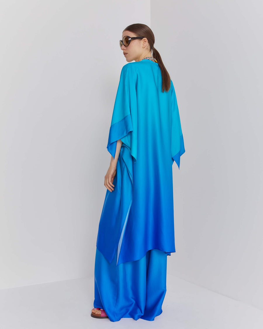 SFIZIO - KAFTAN WITH BANDED COLLAR BLUE RAY PRINT