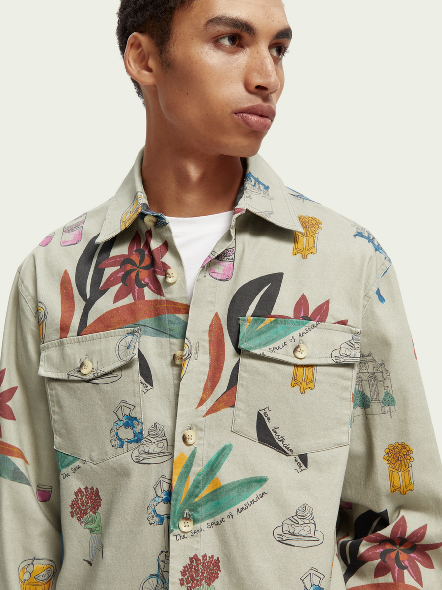 SCOTCH & SODA- RELAXED FIT PRINTED ORGANIC COTTON SHIRT COMBO A