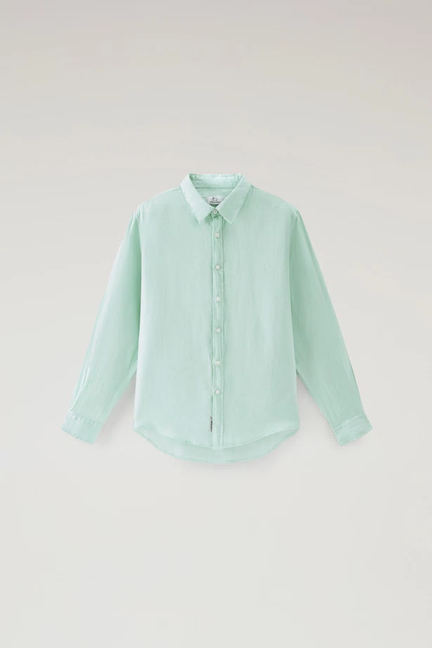 WOOLRICH - LINEN SHIRT HARBOR GREEN