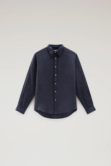 WOOLRICH - LINEN SHIRT MELTON BLUE