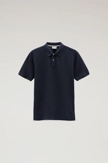 WOOLRICH - POLO SHIRT IN PURE COTTON PIQUET MELTON BLUE