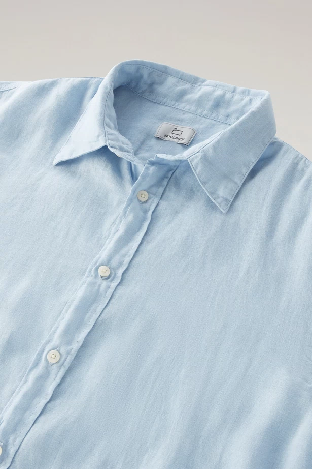 WOOLRICH - LINEN SHIRT PALE INDIGO