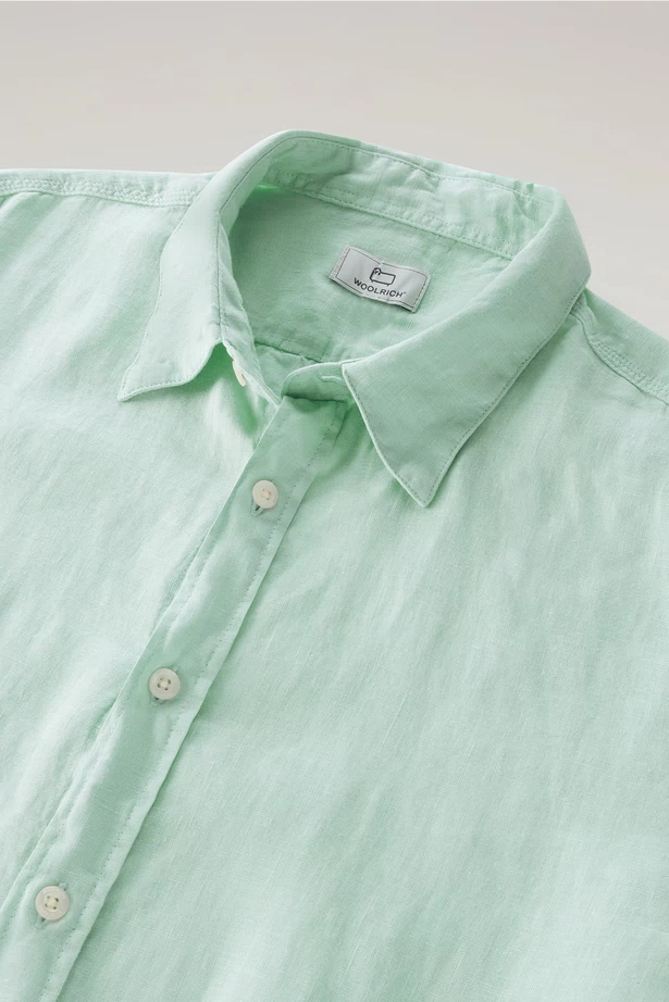 WOOLRICH - LINEN SHIRT HARBOR GREEN