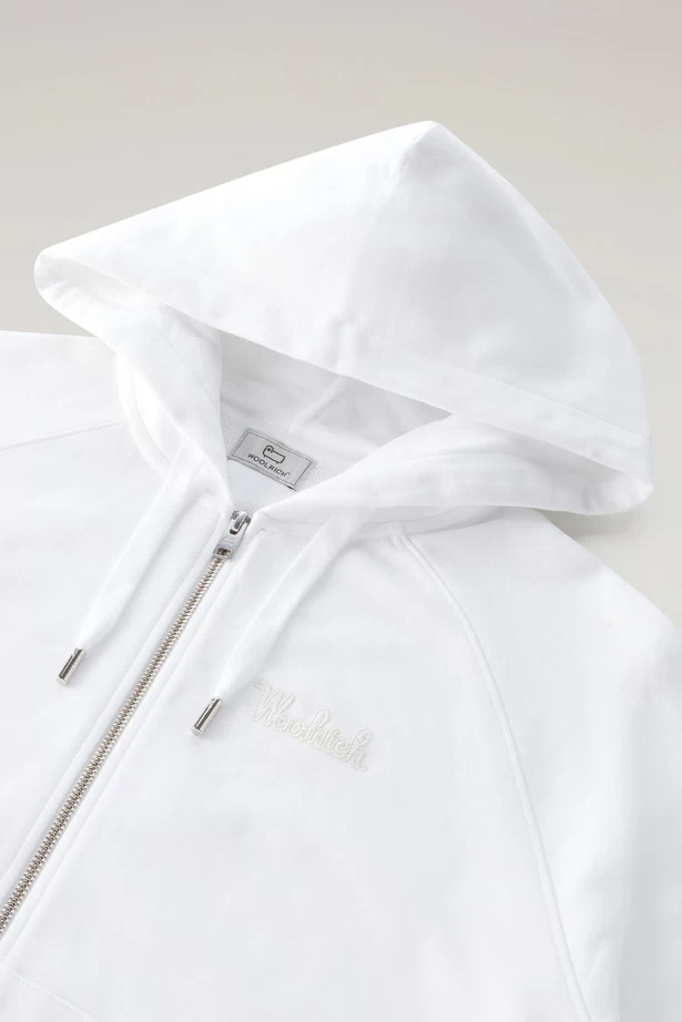 WOOLRICH - LOGO FULL ZIP HOODIE BRIGHT WHITE