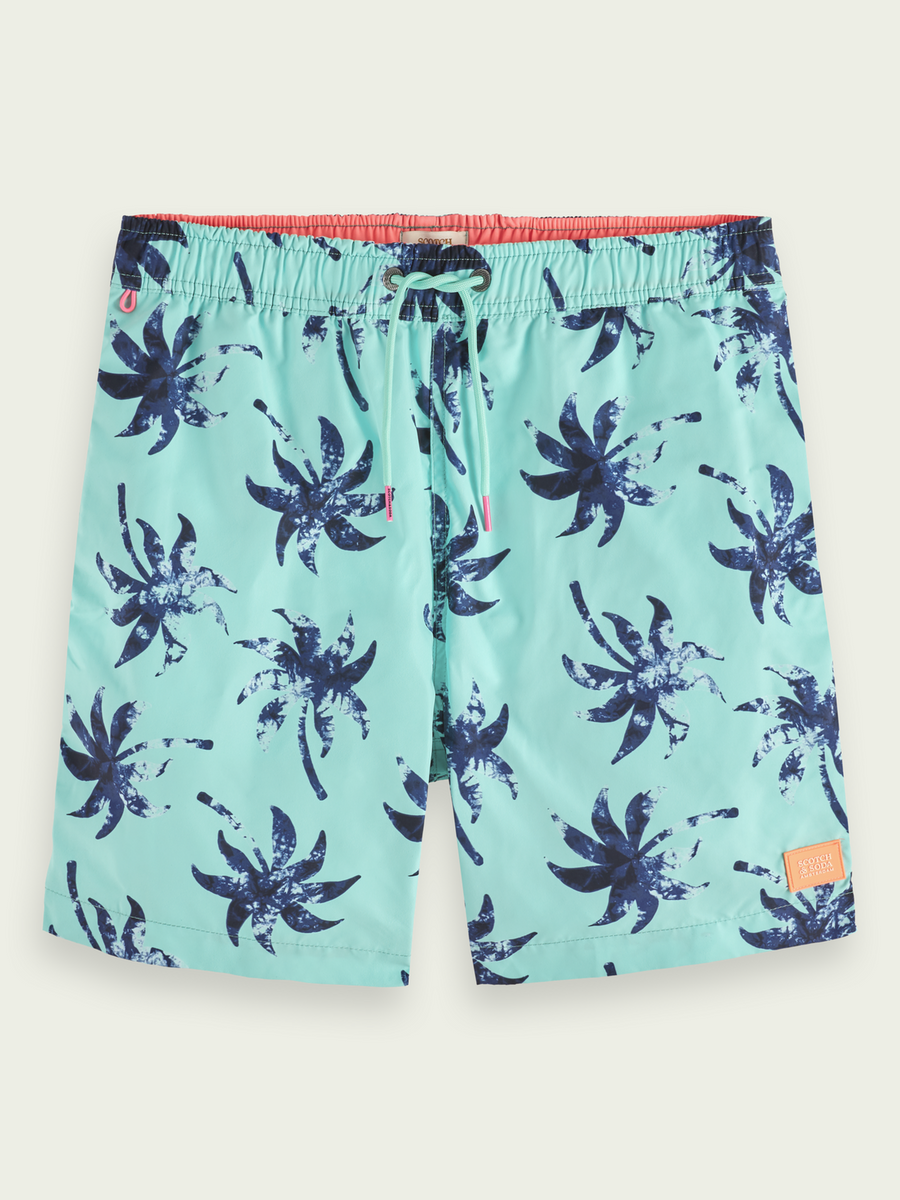 SCOTCH & SODA - MID LENGHT PRINTED SWIM SHORT MINT WAX LEAF AOP