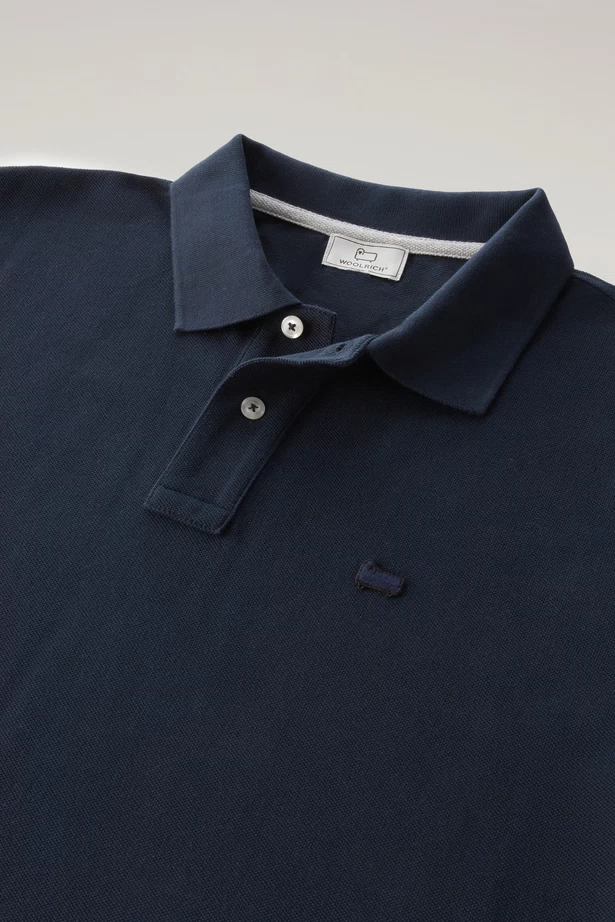 WOOLRICH - POLO SHIRT IN PURE COTTON PIQUET MELTON BLUE