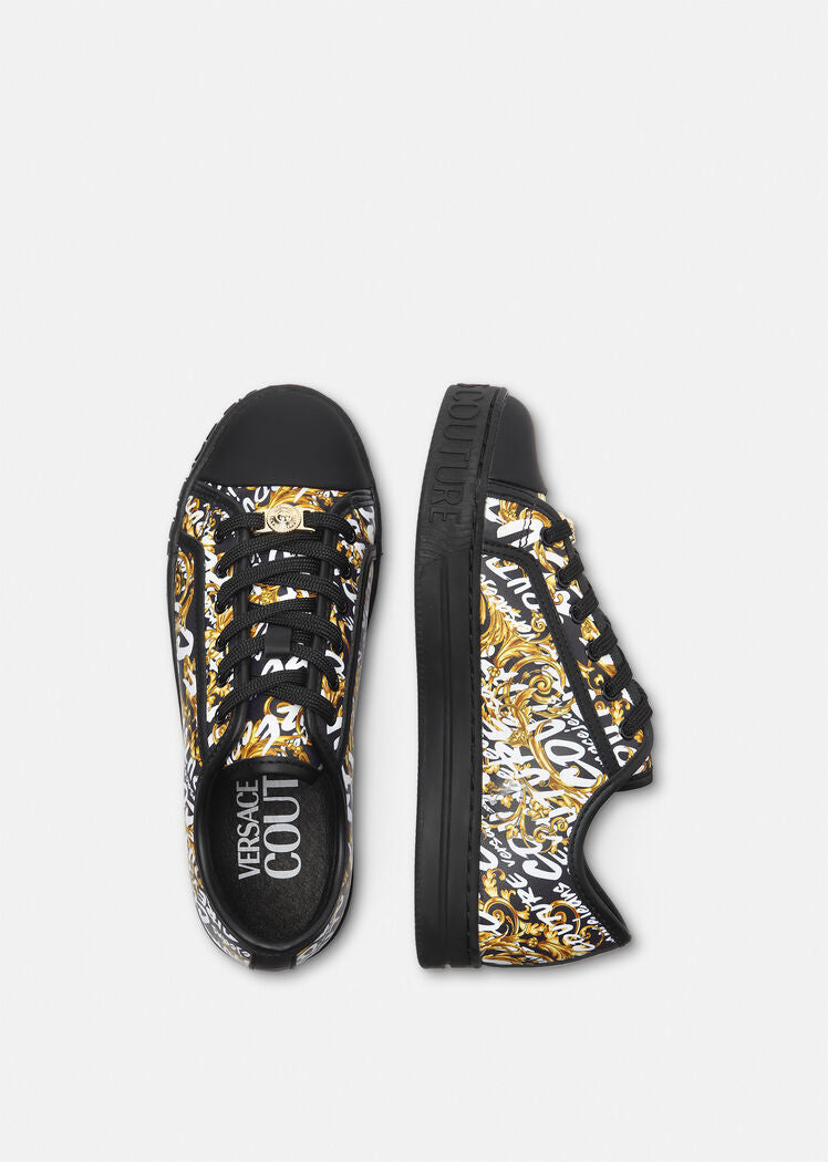 VERSACE - LOGO BRUSH COUTURE COURT 88 SNEAKERS GOLD / BLACK