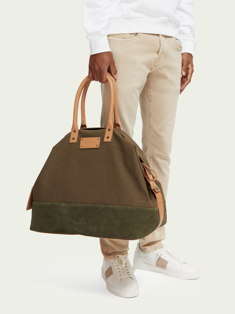 SCOTCH & SODA - LEATHER TRIMMED CANVAS WEEKENDER BAG COMBO A