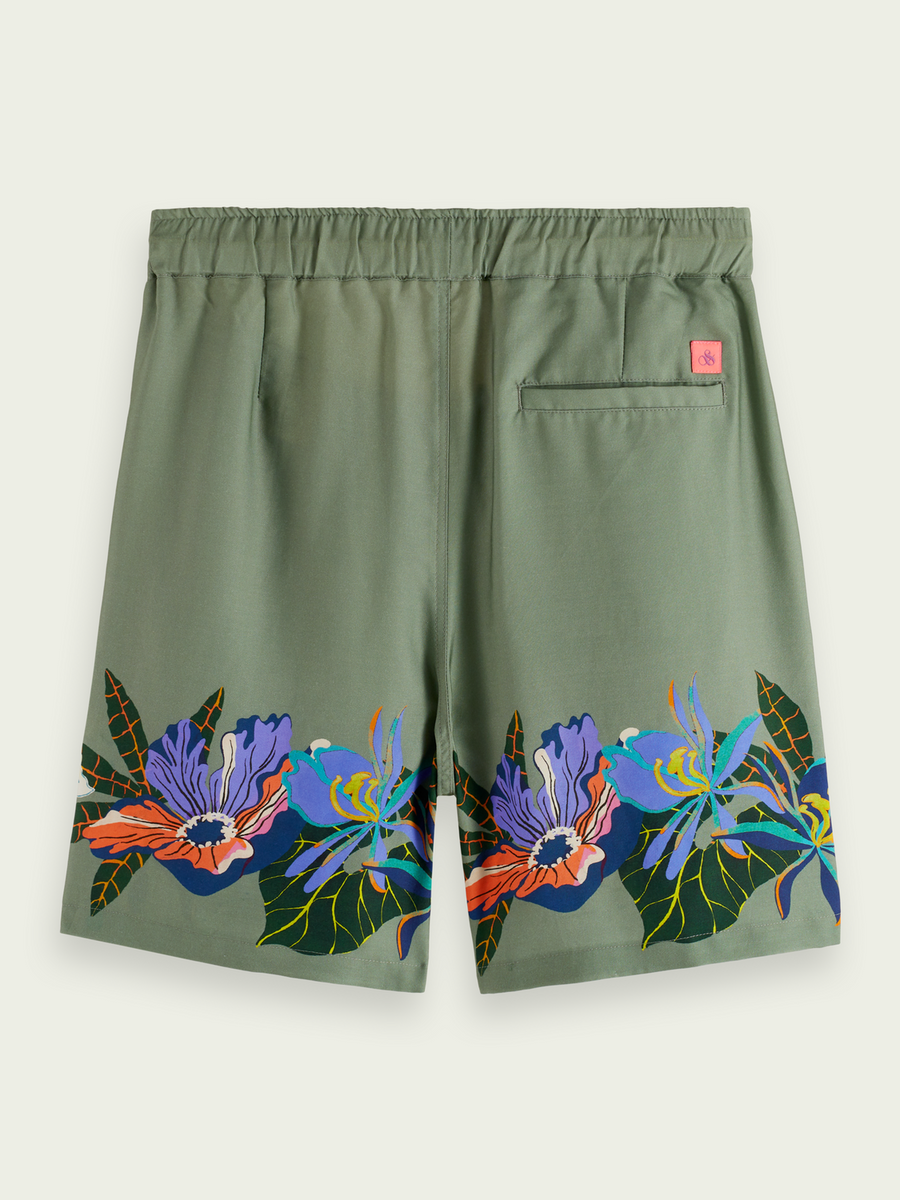 SCOTCH & SODA - ELASTICATED PRINTED SHORTS GREEN TENNIS AOP