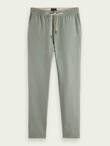 SCOTCH & SODA - WARREN STRAIGHT LEG LINEN BLENDED JOGGER ARMY