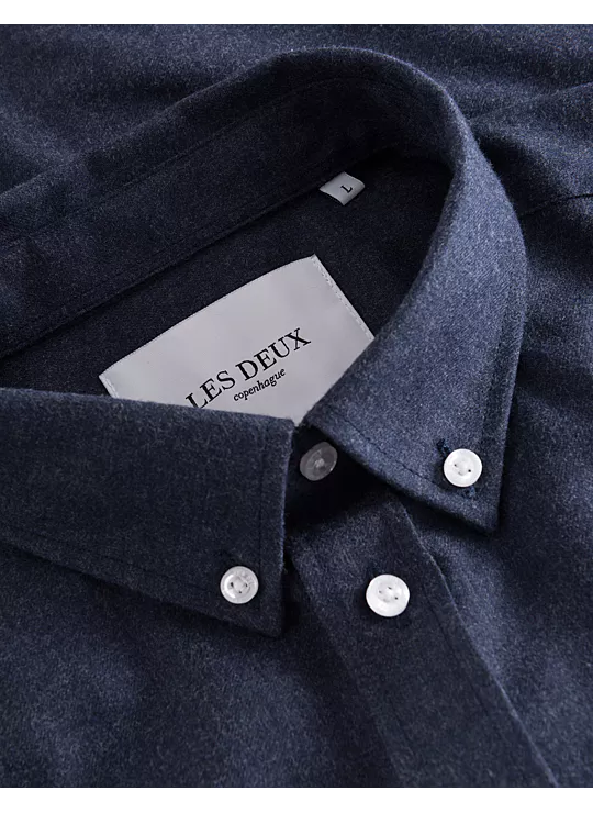 LES DEUX - DESERT REG SHIRT DARK NAVY MELANGE