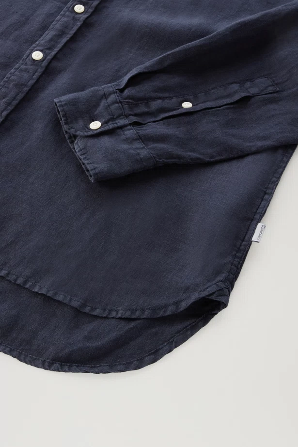 WOOLRICH - LINEN SHIRT MELTON BLUE