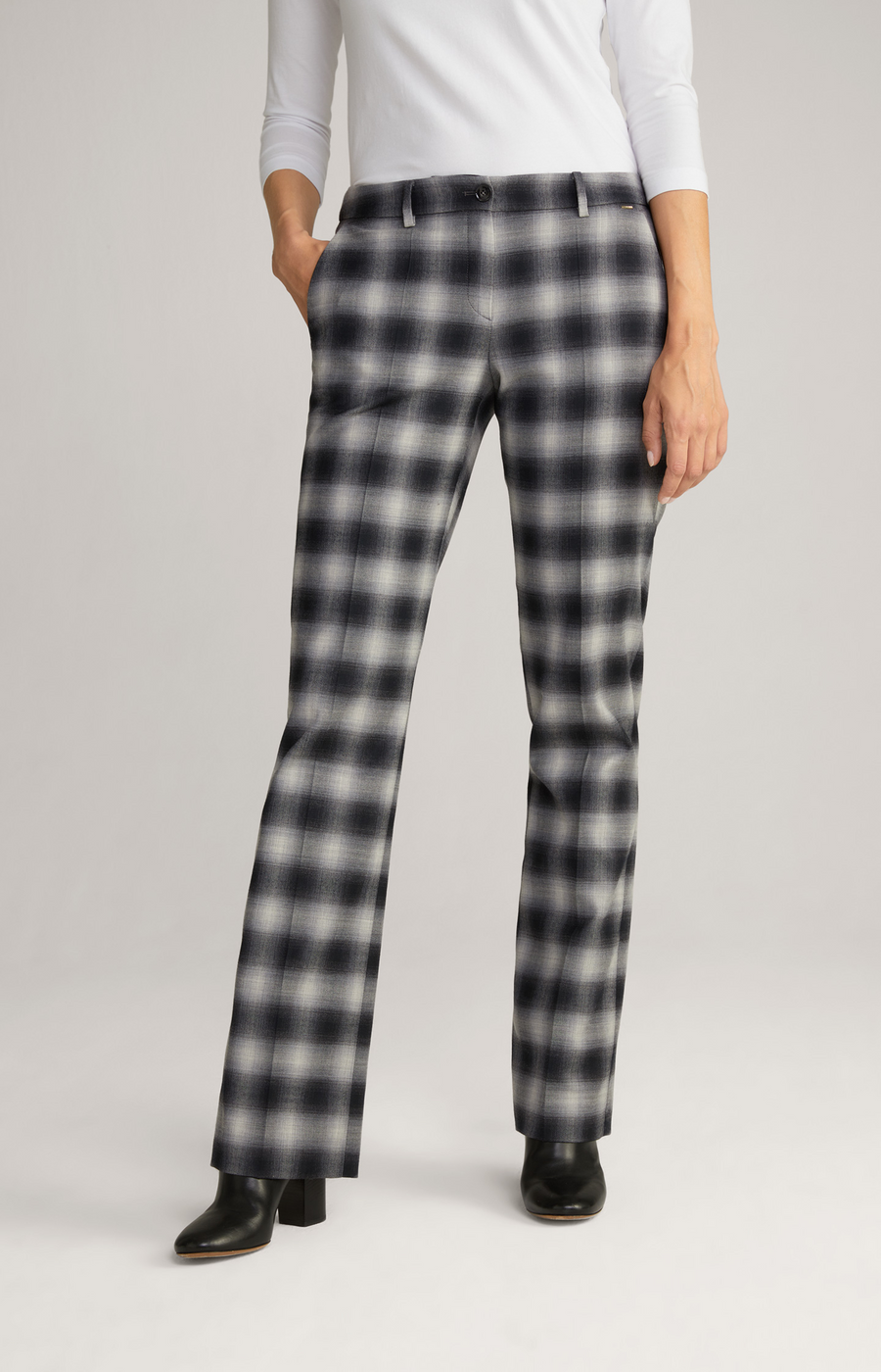 JOOP - CHECKED PARIE PANTS  - WHITE/BLACK/GREY