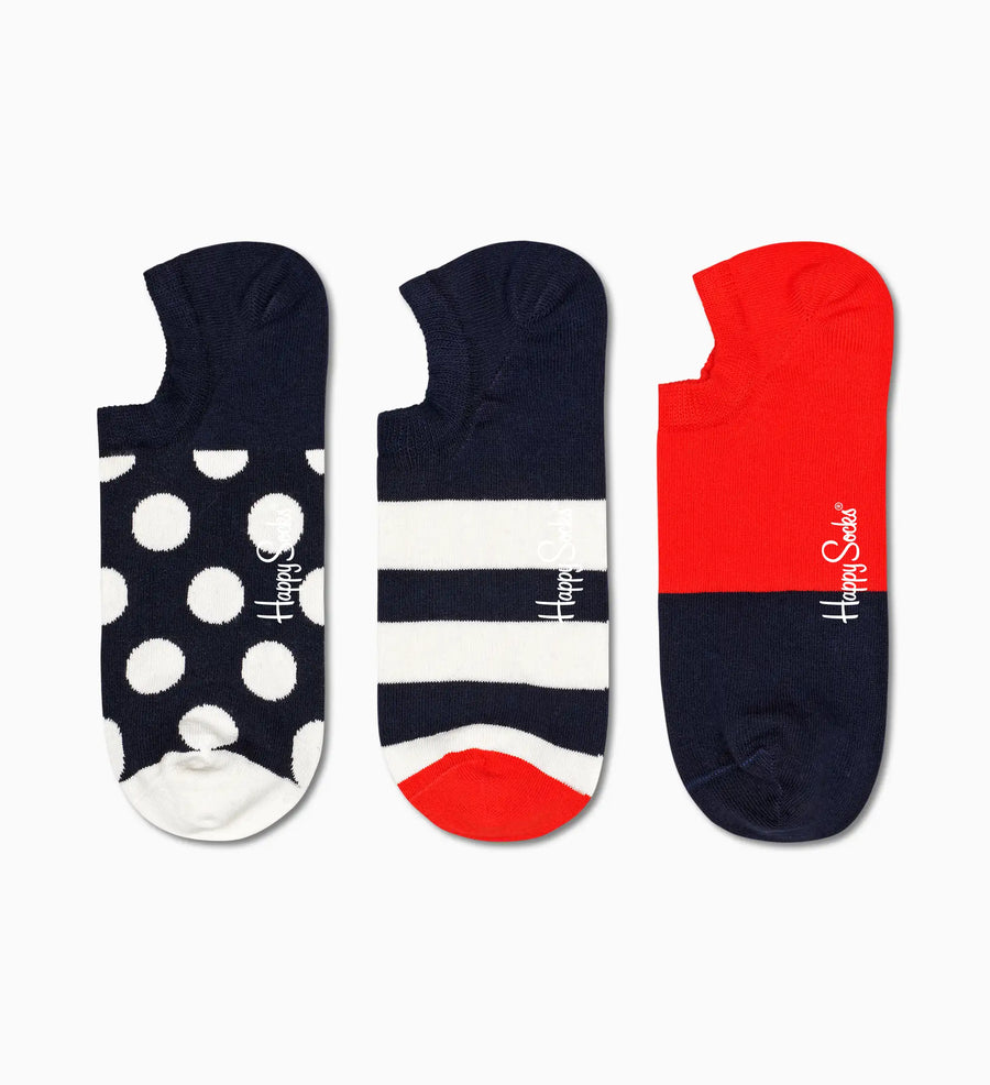 HAPPY SOCKS - 3 PACK BIG DOT NO SHOW SOCKS