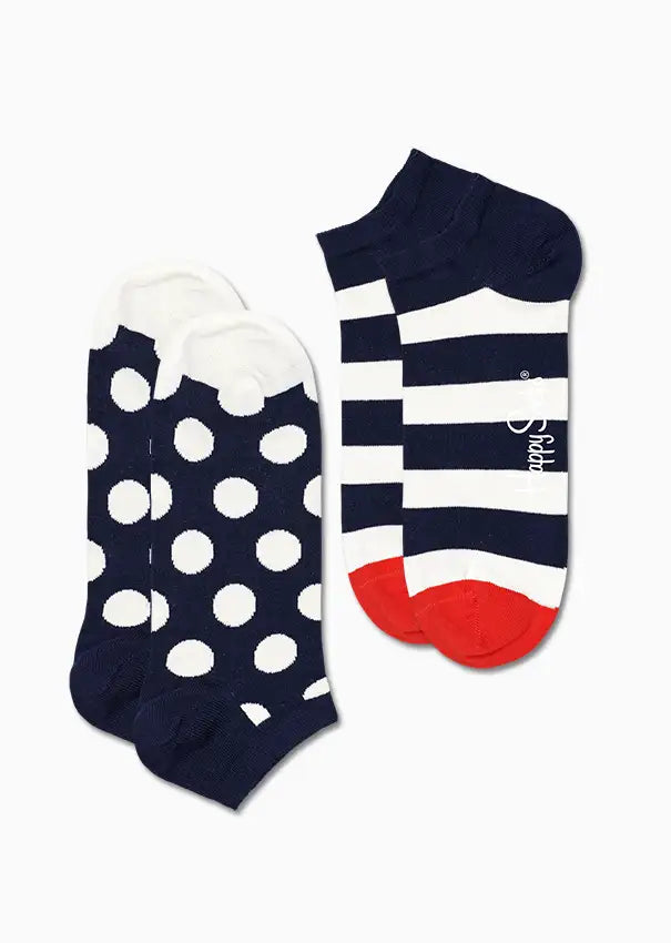 HAPPY SOCKS - 2 PACK BIG DOT STRIPE LOW SOCKS