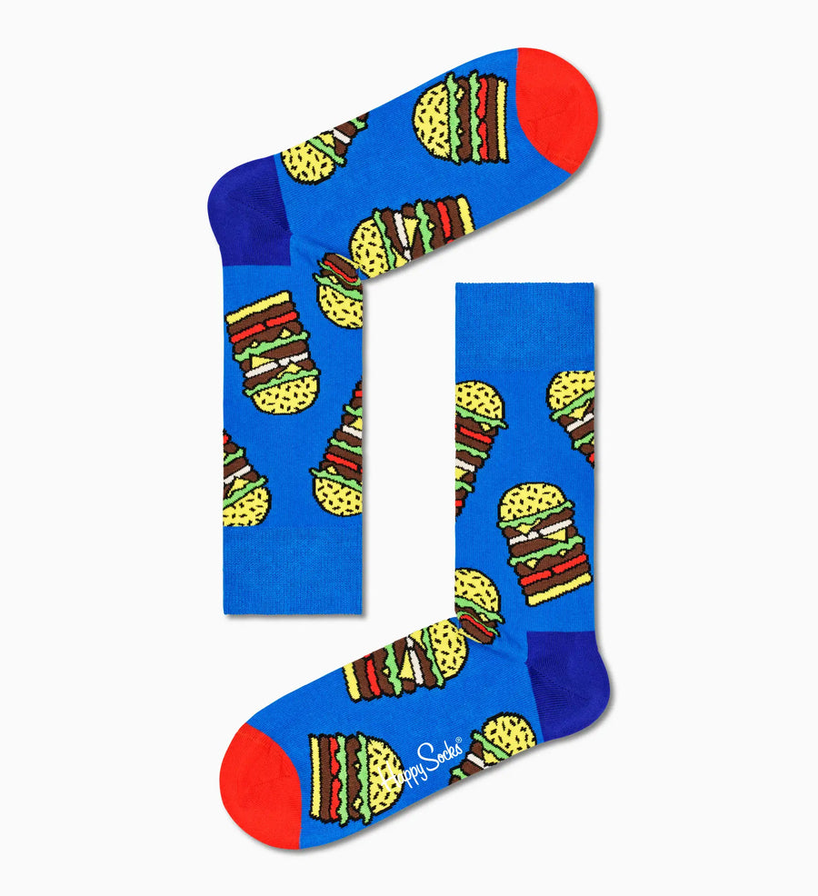 HAPPY SOCKS - LIGHT BLUE BURGER CREW SOCK