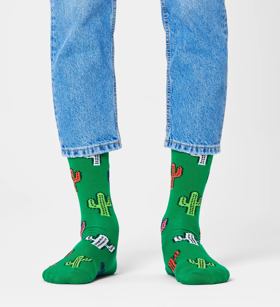 HAPPY SOCKS - GREEN CACTUS CREW SOCK