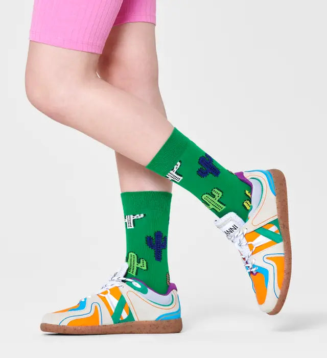 HAPPY SOCKS - GREEN CACTUS CREW SOCK