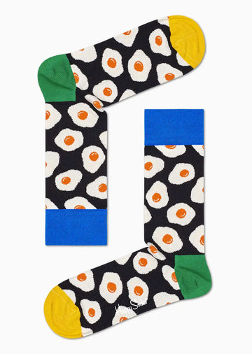 HAPPY SOCKS - PATTERNED BLACK SOCKS SUNNY SIDE UP