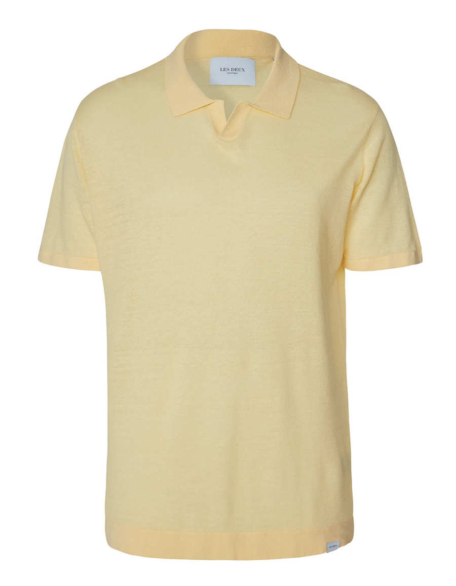 LES DEUX - Elba Linen Polo - LEMON SORBET