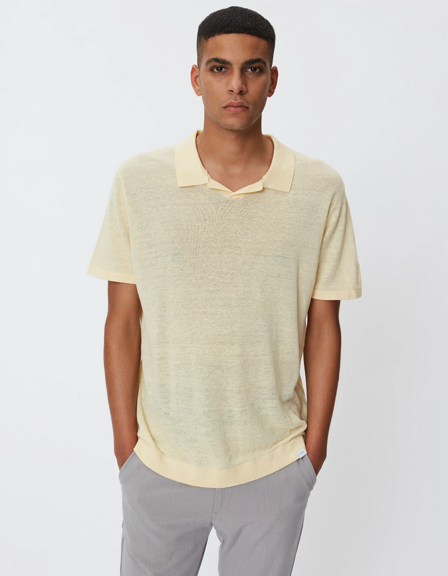 LES DEUX - Elba Linen Polo - LEMON SORBET