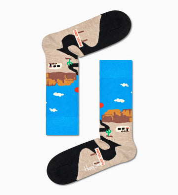 HAPPY SOCKS - LIGHT BLUE ROADTRIP CREW SOCK