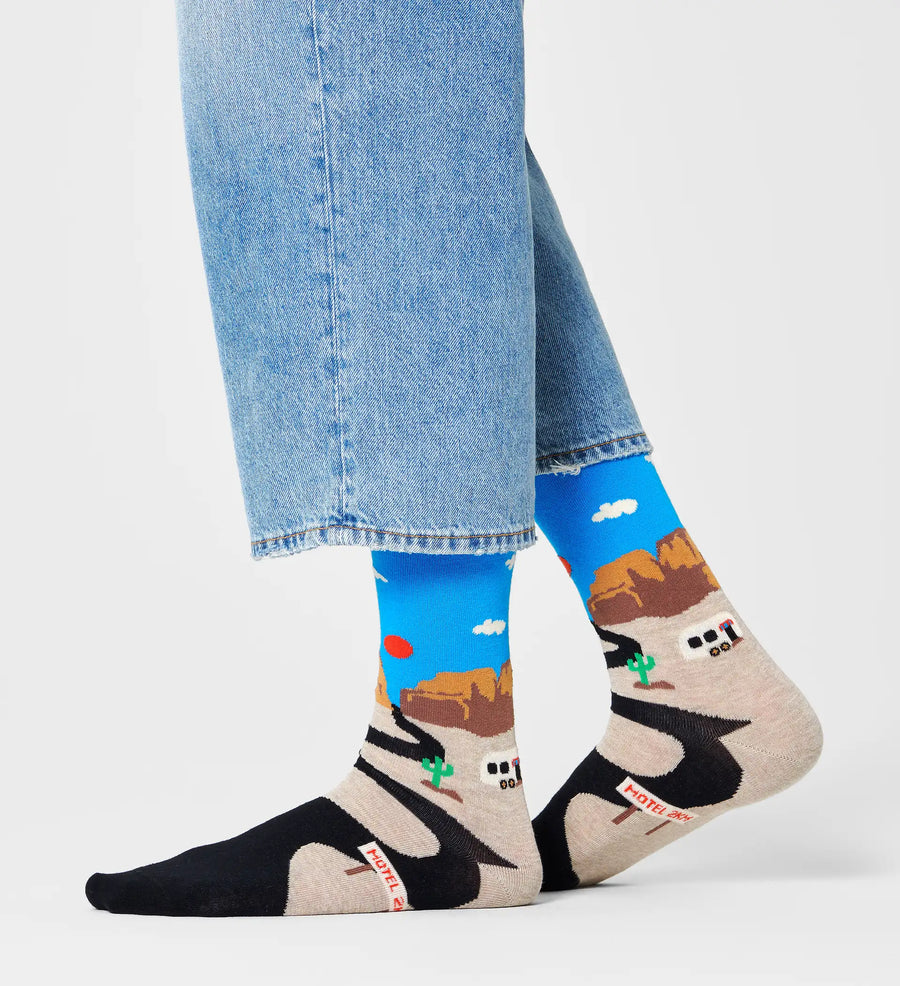 HAPPY SOCKS - LIGHT BLUE ROADTRIP CREW SOCK