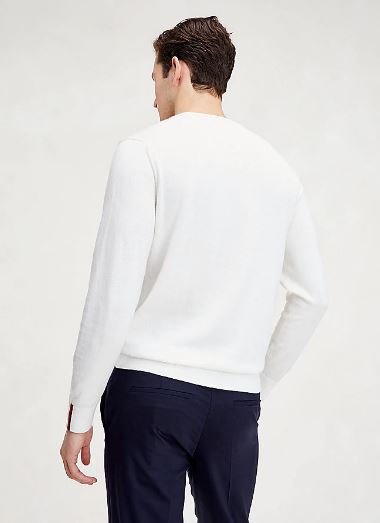 TOMMY HILFIGER - ROWING LOGO CREW NECK JUMPER ECRU